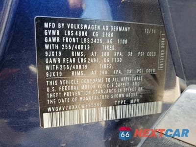 Zdjęcie 13 z 13 samochodu: 2012 VOLKSWAGEN TIGUAN S VIN:WVGAV7AXXCW555982 - miniatura
