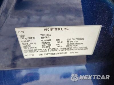 Zdjęcie 12 z 12 samochodu: 2023 TESLA MODEL Y VIN:7SAYGDEE5PF610503 - miniatura
