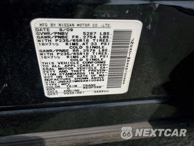 Zdjęcie 13 z 13 samochodu: 2010 NISSAN MURANO S VIN:JN8AZ1MW9AW100969 - miniatura