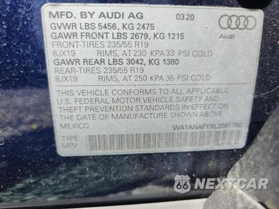 Zdjęcie 13 z 13 samochodu: 2020 AUDI Q5 PREMIUM VIN:WA1ANAFYXL2081780 - miniatura
