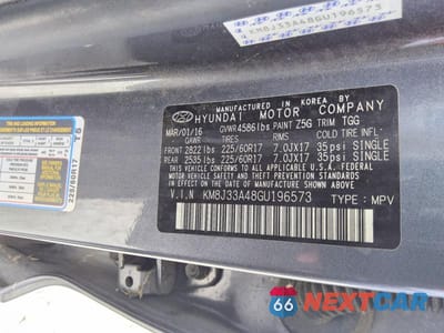 Zdjęcie 13 z 13 samochodu: 2016 HYUNDAI TUCSON SE VIN:KM8J33A48GU196573 - miniatura
