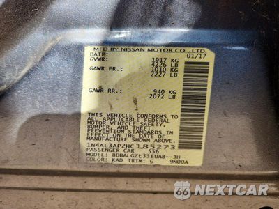 Zdjęcie 12 z 12 samochodu: 2017 NISSAN ALTIMA 2.5 S VIN:1N4AL3AP2HC185273 - miniatura