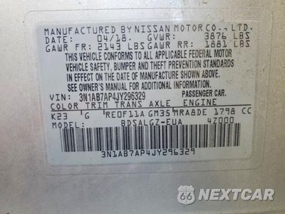 Zdjęcie 13 z 13 samochodu: 2018 NISSAN SENTRA SL VIN:3N1AB7AP4JY296329 - miniatura