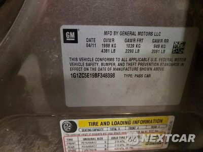 Zdjęcie 12 z 12 samochodu: 2011 CHEVROLET MALIBU 1LT VIN:1G1ZC5E19BF348398 - miniatura