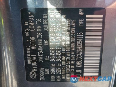 Zdjęcie 13 z 13 samochodu: 2017 HYUNDAI TUCSON SPORT VIN:KM8J3CA26HU394116 - miniatura