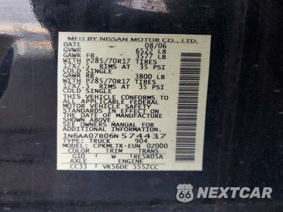 Zdjęcie 12 z 12 samochodu: 2006 NISSAN TITAN XE VIN:1N6AA07B06N574437 - miniatura
