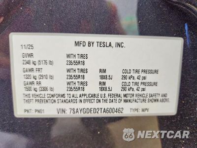 Zdjęcie 12 z 12 samochodu: 2026 TESLA MODEL Y VIN:7SAYGDED2TA600462 - miniatura