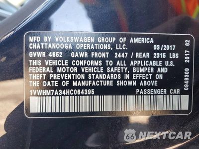 Zdjęcie 13 z 13 samochodu: 2017 VOLKSWAGEN PASSAT SE VIN:1VWHM7A34HC064395 - miniatura