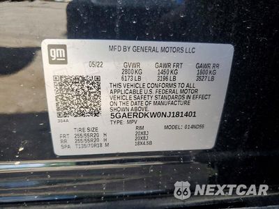 Zdjęcie 12 z 12 samochodu: 2022 BUICK ENCLAVE AVENIR VIN:5GAERDKW0NJ181401 - miniatura