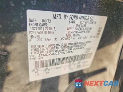 Zdjęcie 13 z 13 samochodu: 2013 FORD EDGE SE VIN:2FMDK4GC3DBC30912 - miniatura