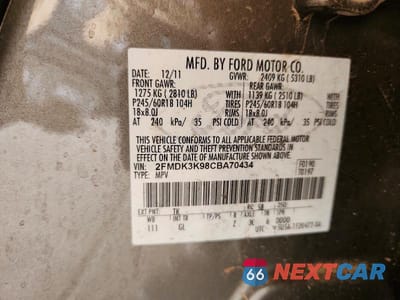 Zdjęcie 13 z 13 samochodu: 2012 FORD EDGE LIMITED VIN:2FMDK3K98CBA70434 - miniatura
