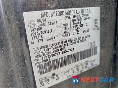 Zdjęcie 12 z 12 samochodu: 2001 FORD F150 SUPERCREW VIN:1FTRW07L71KC60939 - miniatura