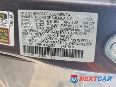 Zdjęcie 14 z 14 samochodu: 2021 ACURA RDX VIN:5J8TC1H34ML022050 - miniatura