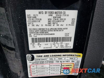 Zdjęcie 12 z 12 samochodu: 2013 FORD F150 SUPERCREW VIN:1FTFW1EFXDKE64659 - miniatura