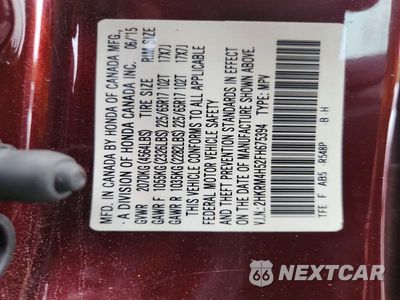 Zdjęcie 14 z 14 samochodu: 2015 HONDA CR-V EX VIN:2HKRM4H52FH675394 - miniatura