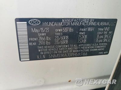 Zdjęcie 13 z 13 samochodu: 2023 HYUNDAI SANTA FE SE VIN:5NMS14AJ0PH583166 - miniatura