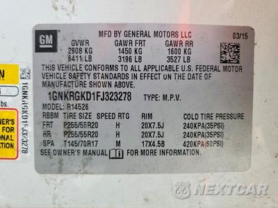 Zdjęcie 13 z 13 samochodu: 2015 CHEVROLET TRAVERSE LT VIN:1GNKRGKD1FJ323278 - miniatura