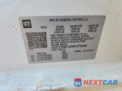 Zdjęcie 13 z 13 samochodu: 2021 CHEVROLET SILVERADO K2500 HEAVY DUTY LT VIN:1GC1YNEY2MF273436 - miniatura