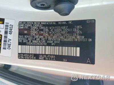 Zdjęcie 13 z 13 samochodu: 2009 TOYOTA SIENNA LIMITED VIN:5TDZK22C29S283192 - miniatura