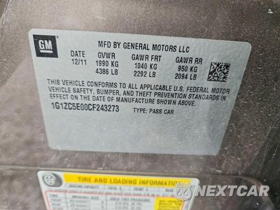 Zdjęcie 13 z 13 samochodu: 2012 CHEVROLET MALIBU 1LT VIN:1G1ZC5E00CF243273 - miniatura