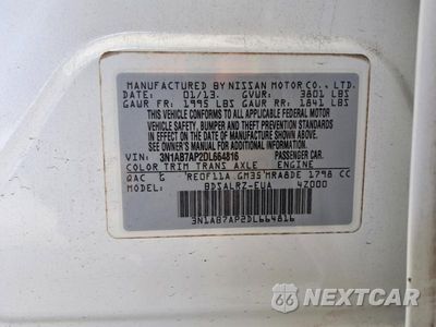 Zdjęcie 12 z 13 samochodu: 2013 NISSAN SENTRA S VIN:3N1AB7AP2DL664816 - miniatura