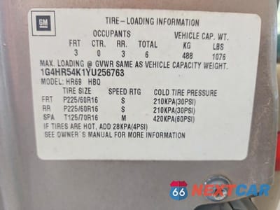 Zdjęcie 12 z 12 samochodu: 2000 BUICK LESABRE LIMITED VIN:1G4HR54K1YU256763 - miniatura