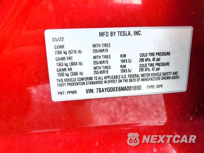 Zdjęcie 13 z 13 samochodu: 2022 TESLA MODEL Y VIN:7SAYGDEE6NA001690 - miniatura
