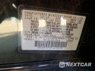 Zdjęcie 12 z 12 samochodu: 2015 NISSAN SENTRA SV VIN:3N1AB7AP0FL695470 - miniatura