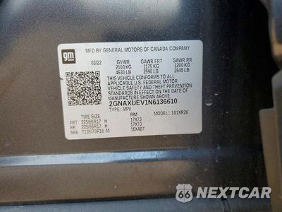 Zdjęcie 13 z 13 samochodu: 2022 CHEVROLET EQUINOX LT VIN:2GNAXUEV1N6136610 - miniatura