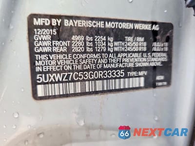 Zdjęcie 12 z 12 samochodu: 2016 BMW X3 SDRIVE28I VIN:5UXWZ7C53G0R33335 - miniatura