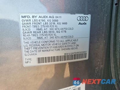 Zdjęcie 12 z 12 samochodu: 2011 AUDI Q7 PREMIUM PLUS VIN:WA1LGAFE0BD009661 - miniatura