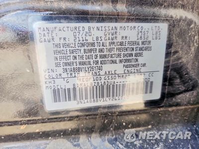 Zdjęcie 12 z 12 samochodu: 2020 NISSAN SENTRA S VIN:3N1AB8BV1LY261740 - miniatura