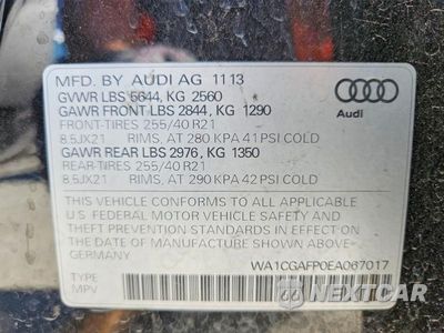 Zdjęcie 13 z 13 samochodu: 2014 AUDI SQ5 PREMIUM PLUS VIN:WA1CGAFP0EA067017 - miniatura