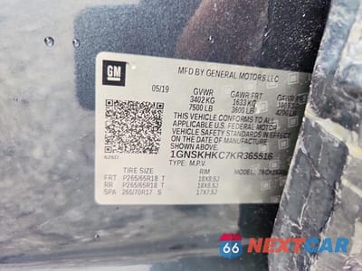 Zdjęcie 13 z 13 samochodu: 2019 CHEVROLET SUBURBAN K1500 LT VIN:1GNSKHKC7KR365516 - miniatura