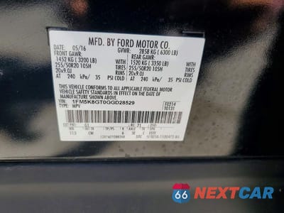Zdjęcie 14 z 14 samochodu: 2016 FORD EXPLORER SPORT VIN:1FM5K8GT0GGD28529 - miniatura