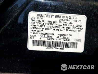 Zdjęcie 12 z 12 samochodu: 2008 INFINITI G35 BASE VIN:JNKBV61E28M205555 - miniatura