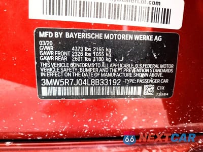 Zdjęcie 12 z 12 samochodu: 2020 BMW 330XI GT VIN:3MW5R7J04L8B33192 - miniatura