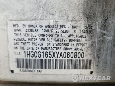 Zdjęcie 13 z 13 samochodu: 2000 HONDA ACCORD EX VIN:1HGCG165XYA060800 - miniatura