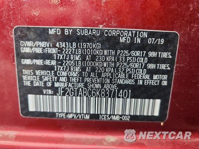 Zdjęcie 12 z 12 samochodu: 2019 SUBARU CROSSTREK VIN:JF2GTABC6K8371401 - miniatura