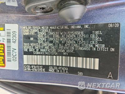 Zdjęcie 13 z 13 samochodu: 2010 TOYOTA SIENNA LE 7-PASSENGER VIN:5TDKK4CC1AS313704 - miniatura