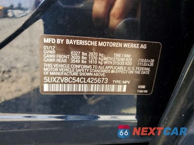 Zdjęcie 13 z 13 samochodu: 2012 BMW X5 XDRIVE50I VIN:5UXZV8C54CL425673 - miniatura
