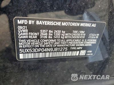 Zdjęcie 13 z 13 samochodu: 2022 BMW X3 XDRIVE30I VIN:5UX53DP04N9J81275 - miniatura
