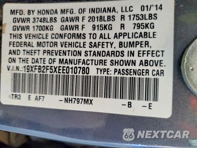 Zdjęcie 12 z 12 samochodu: 2014 HONDA CIVIC LX VIN:19XFB2F5XEE010780 - miniatura
