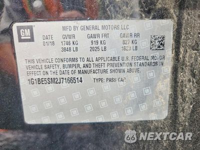 Zdjęcie 12 z 12 samochodu: 2018 CHEVROLET CRUZE LT VIN:1G1BE5SM2J7166514 - miniatura
