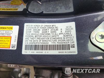 Zdjęcie 12 z 12 samochodu: 2026 HONDA CIVIC SPORT VIN:2HGFE2F53TH588262 - miniatura