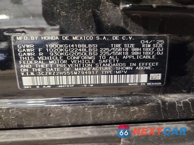 Zdjęcie 12 z 12 samochodu: 2025 HONDA HR-V SPORT VIN:3CZRZ2H55SM794917 - miniatura