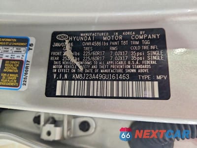 Zdjęcie 13 z 13 samochodu: 2016 HYUNDAI TUCSON SE VIN:KM8J23A49GU161463 - miniatura