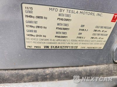 Zdjęcie 12 z 12 samochodu: 2015 TESLA MODEL S VIN:5YJSA1E27FF115128 - miniatura