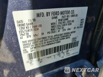 Zdjęcie 13 z 13 samochodu: 2021 FORD MUSTANG MACH-E PREMIUM VIN:3FMTK3SU3MMA01585 - miniatura