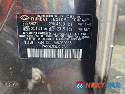 Zdjęcie 13 z 13 samochodu: 2021 HYUNDAI SONATA HYBRID SEL VIN:KMHL34JJ5MA030965 - miniatura